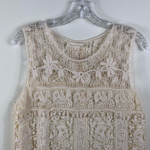 Lovestitch Cream Crochet Lace Boho Dress Small - Picture 4 of 7